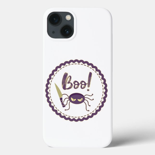 Boo funny Halloween spider character knife hand Case-Mate iPhone Case (Back)