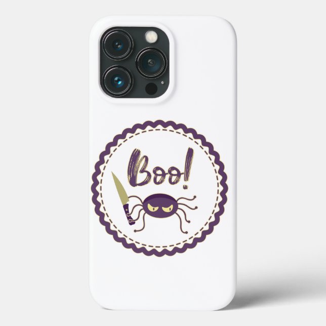 Boo funny Halloween spider character knife hand Case-Mate iPhone Case (Back)