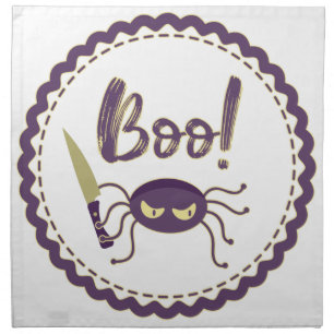 Boo funny Halloween spider character knife hand Cloth Napkin