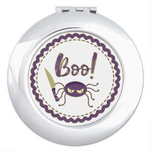 Boo funny Halloween spider character knife hand Compact Mirror