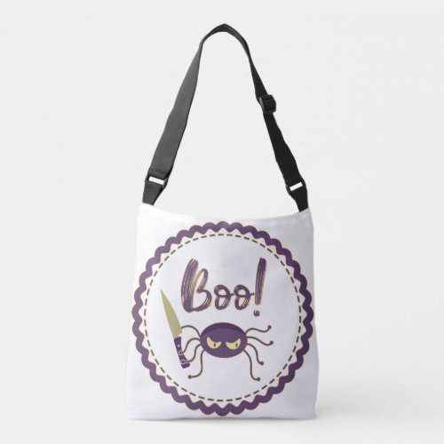 Boo funny Halloween spider character knife hand Crossbody Bag