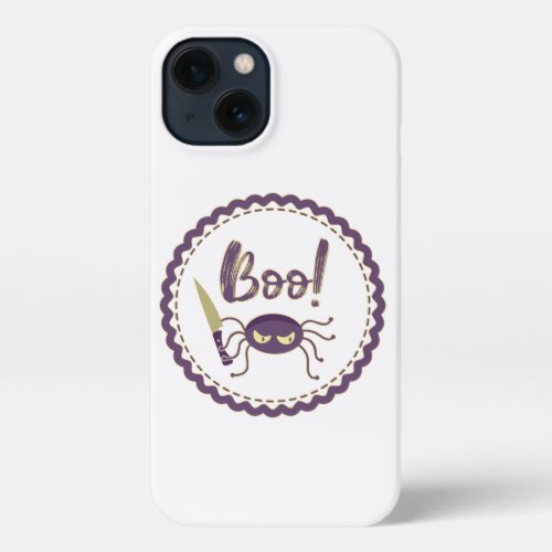 Boo funny Halloween spider character knife hand iPhone 13 Case