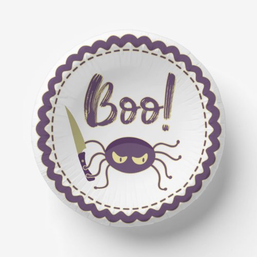 Boo funny Halloween spider character knife hand Paper Bowls