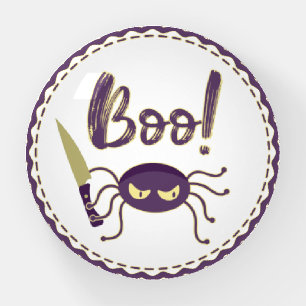 Boo funny Halloween spider character knife hand Paperweight