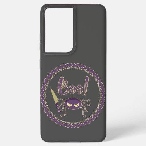 Boo funny Halloween spider character knife hand Samsung Galaxy S21 Ultra Case