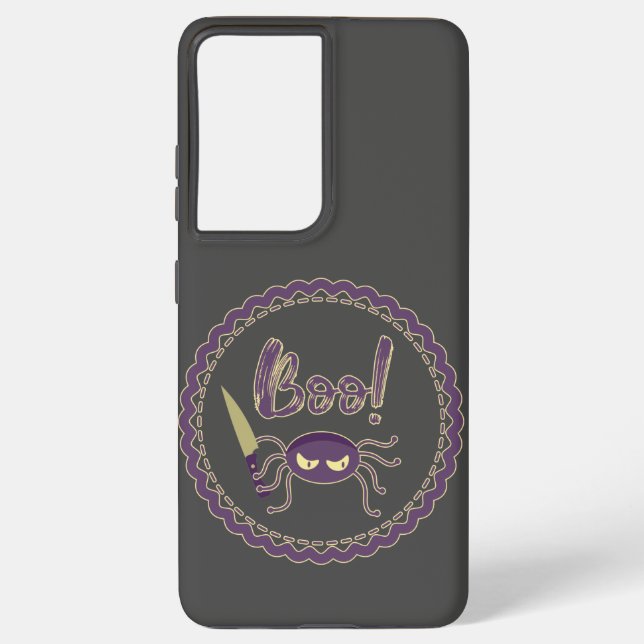 Boo funny Halloween spider character knife hand Samsung Galaxy Case (Back)
