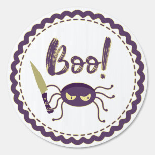 Boo funny Halloween spider character knife hand Sign