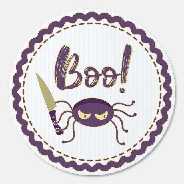Boo funny Halloween spider character knife hand Sign (Front)