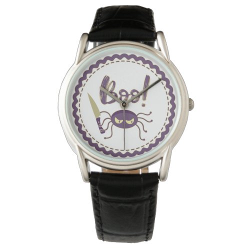 Boo funny Halloween spider character knife hand Watch