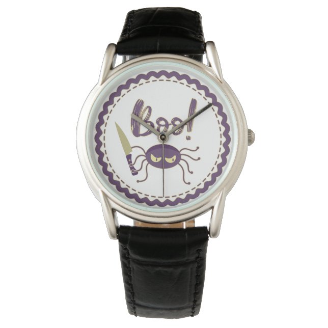 Boo funny Halloween spider character knife hand Watch (Front)