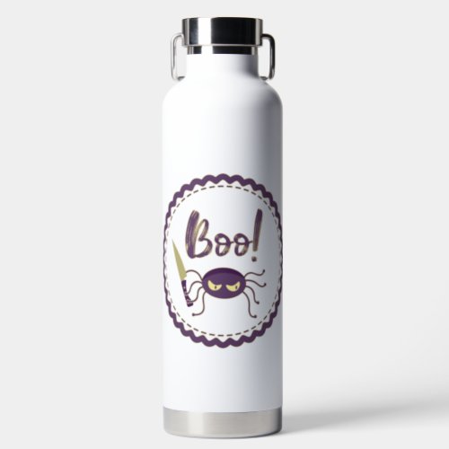 Boo funny Halloween spider character knife hand Water Bottle