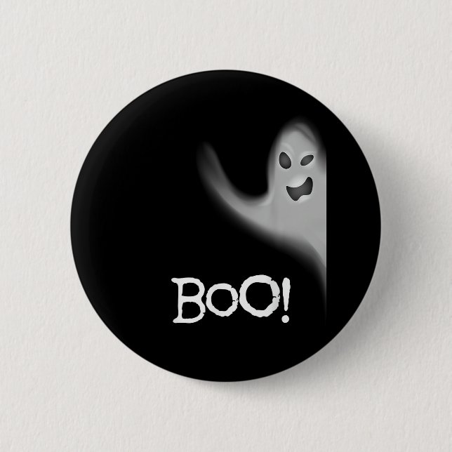 Boo Funny Hiding Peekabo Scary Halloween Button (Front)