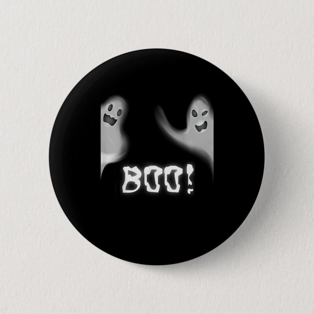 Boo! Funny Hiding Peekaboo Scary Halloween Button (Front)