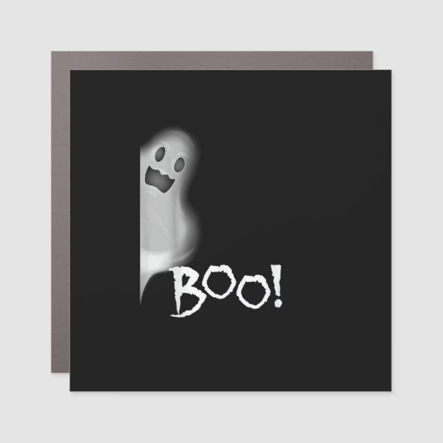 Boo! Funny Hiding Peekaboo Scary Halloween Car Magnet (Front)
