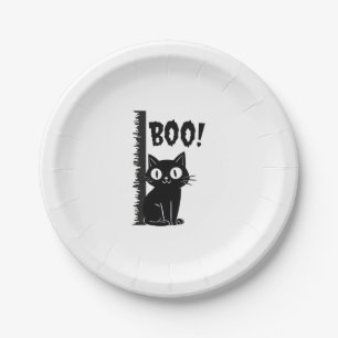 Boo!  Funny Hiding Peekaboo Scary Halloween Cat Paper Plates