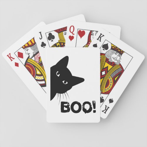 Boo  Funny Hiding Peekaboo Scary Halloween Cat Playing Cards
