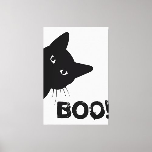Boo  Funny Hiding Peekaboo Scary Halloween Cat T_ Canvas Print
