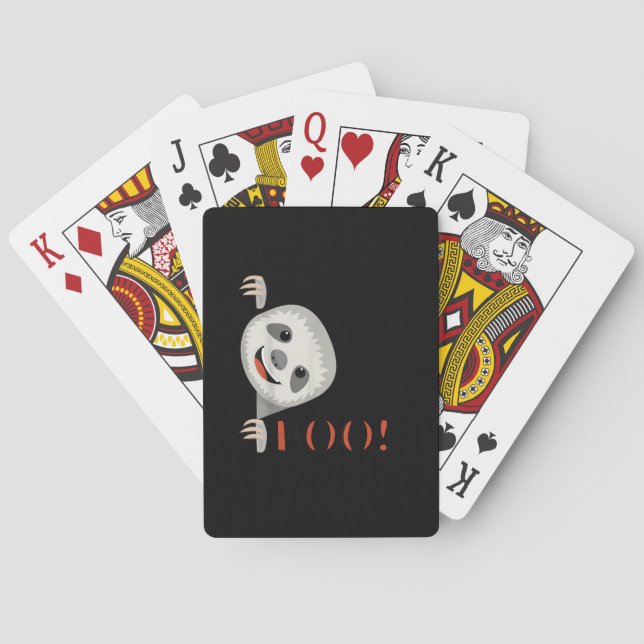 Boo! Funny Hiding Peekaboo Scary Halloween Sloth Poker Cards (Back)