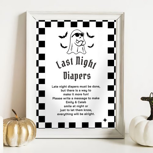 Boo Funny Late Night Diapers Baby Shower Game Poster