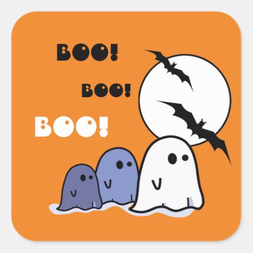 Boo Funny Little Ghosts Halloween  Square Sticker