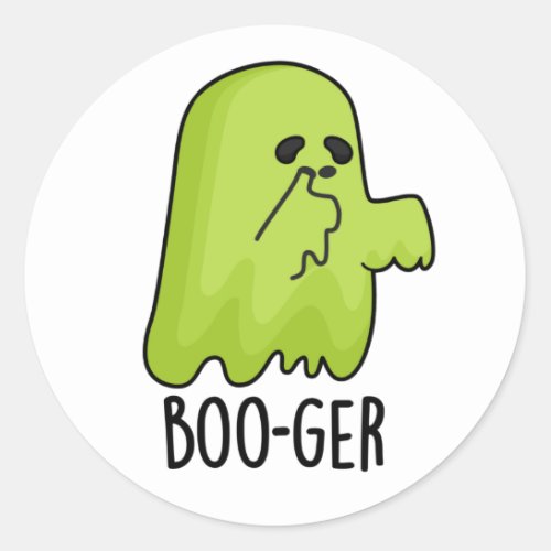 Boo_ger Funny Halloween Booger Ghost Pun Classic Round Sticker