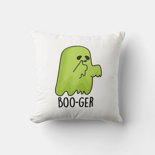 Boo_ger Funny Halloween Booger Ghost Pun Throw Pillow