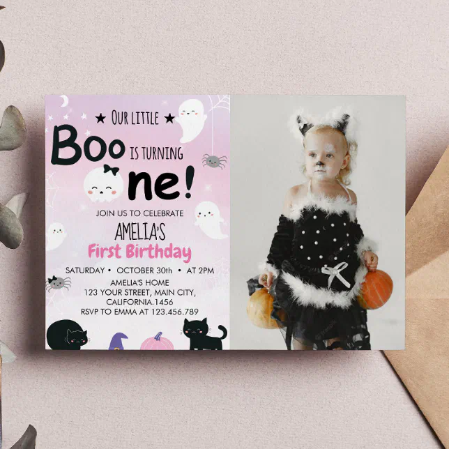 Boo Ghost 1st Birthday Invitation 