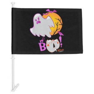 Boo Ghost Bats Spider Creepy Halloween Car Flag