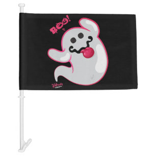 Boo Ghost Bats Spider Creepy Halloween Car Flag