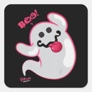 Boo Ghost Bats Spider Creepy Halloween Square Sticker