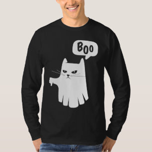 Boo Ghost Cat Disapprove Disapproval Halloween 202 T-Shirt