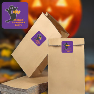 Boo Ghost Custom Name Square Sticker