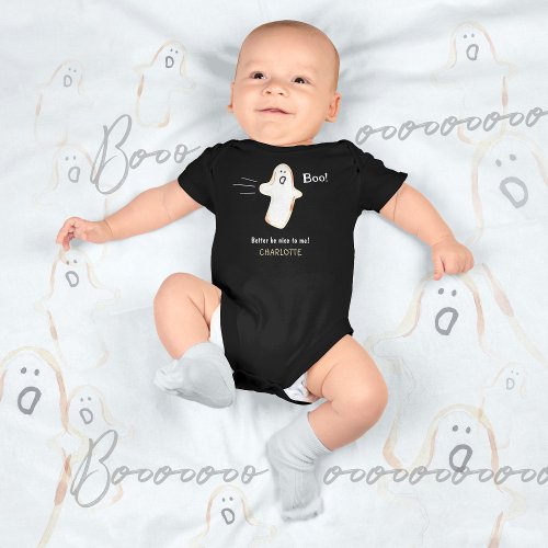  BOO Ghost Cute Handdrawn Halloween  Baby Bodysuit