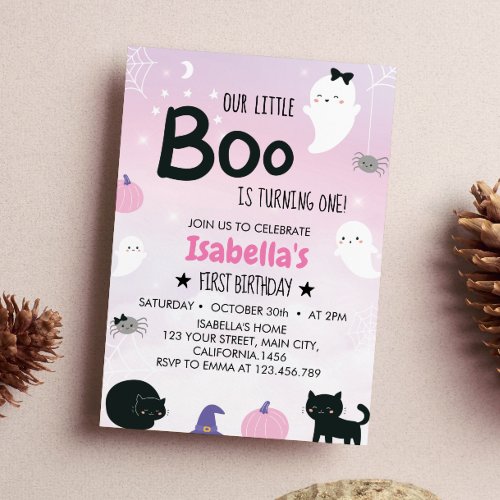 Boo Ghost First Birthday Invitation