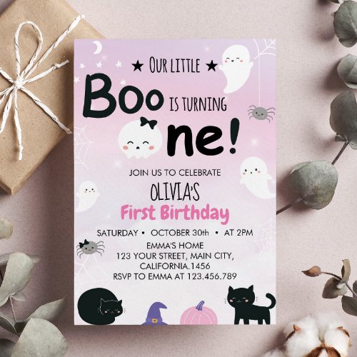 Boo Ghost First Birthday Party Invitation