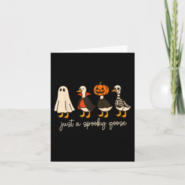 Boo Ghost Goose Halloween Spooky Goose Fall Skelet Card (Front)