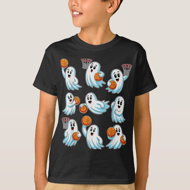 Boo Ghost Halloween Basketball Halloween Basketbal T-Shirt (Front)