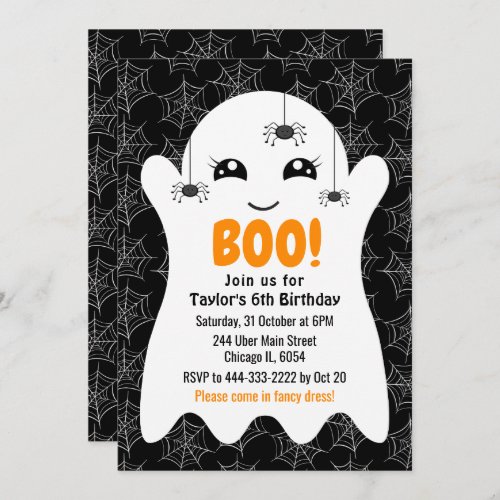 Boo Ghost Halloween Birthday Costume Party Black I Invitation
