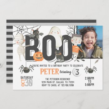 Boo Ghost Halloween Birthday Party Invitation by PerfectPrintableCo at Zazzle