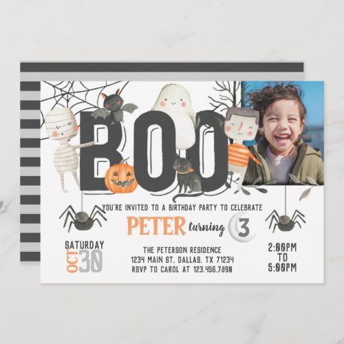 Boo Ghost Halloween Birthday Party Invitation