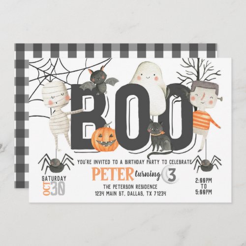 Boo Ghost Halloween Birthday Party Invitation