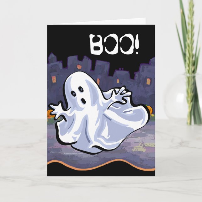BOO! Ghost Halloween Card (Front)