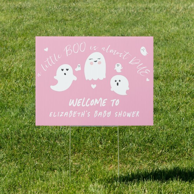 Boo Ghost Halloween Girl Baby Shower Welcome Sign (Insitu)