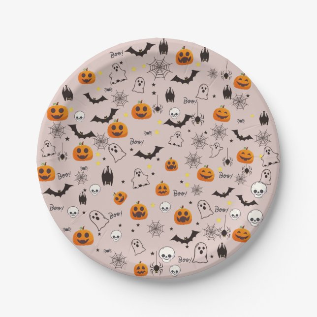 Boo Ghost Halloween Paper Plates (Front)