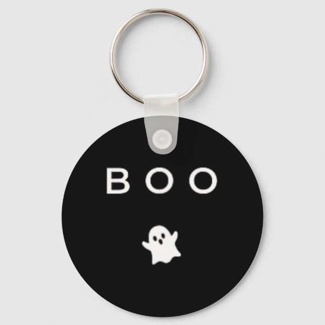 Boo Ghost Halloween Subtle Minimal Fall Fun Trick  Keychain (Front)