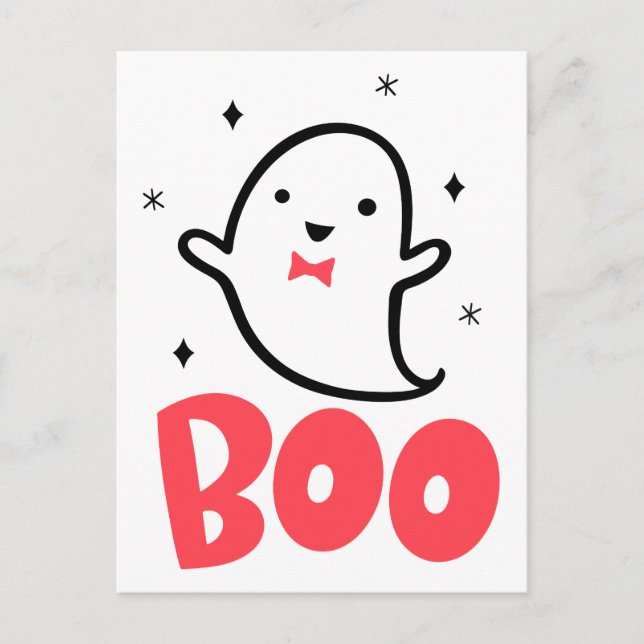 Boo Ghost, hand drawn artwork, Postcard (Front)