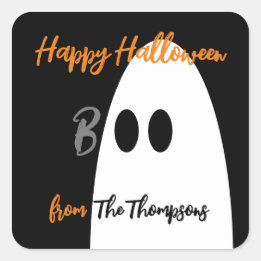 Boo Ghost Happy Halloween Square Sticker