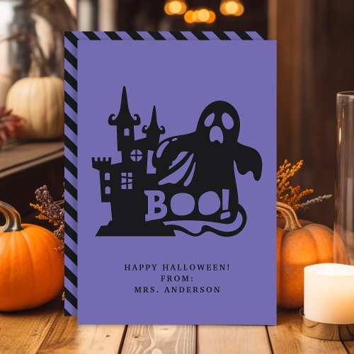 Boo Ghost Haunted House Halloween Classroom Card