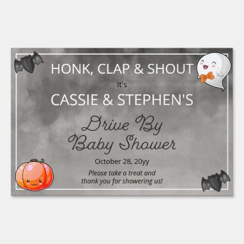 Boo Ghost Honk Clap Shout Boy Drive By Baby Shower Sign