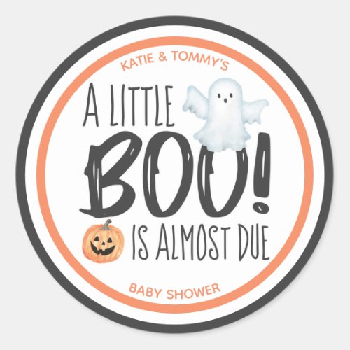 Boo Ghost Jack OLantern Halloween Baby Shower  Classic Round Sticker